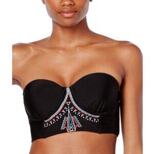 Bikini Nation Embroidered Cropped Bikini Top NWT